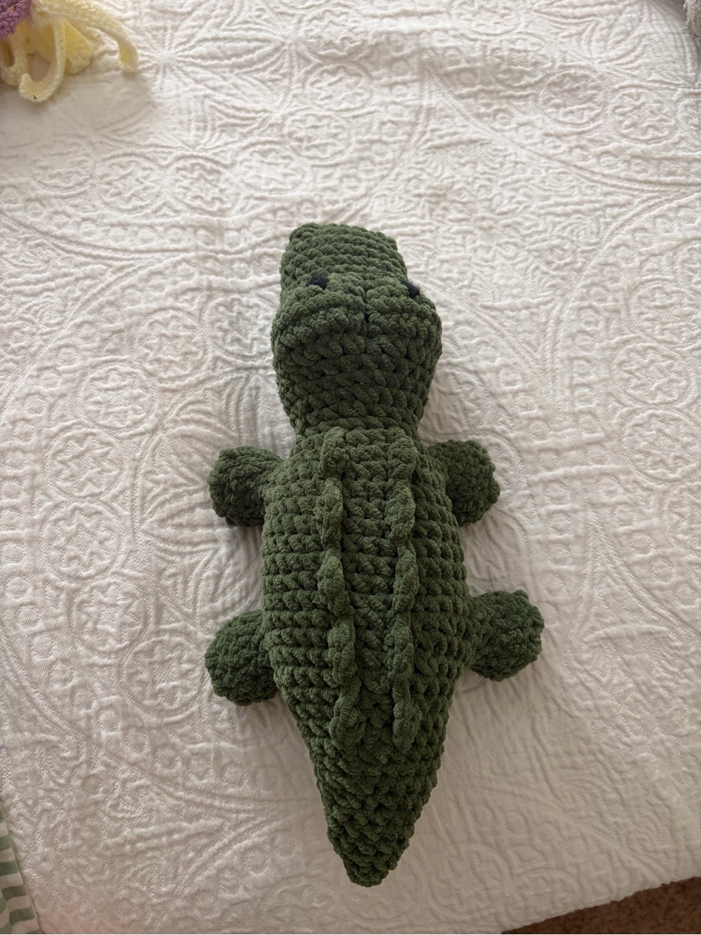 Plush Crochet Green Alligator Stuffed Animal - Picture 2 of 5